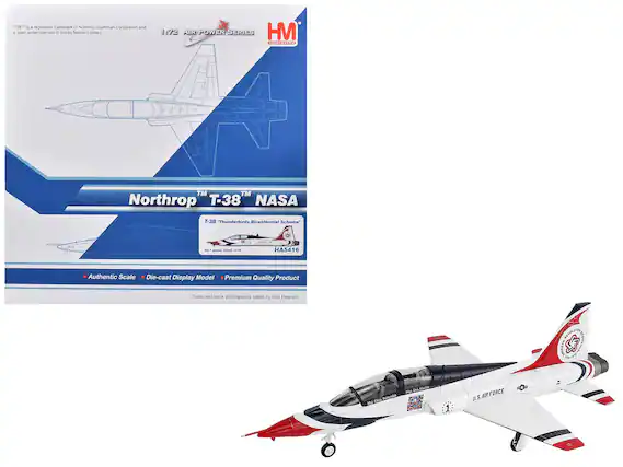 T-38 is a registered trademark of Northrop Grumman Corporation and is used under licensed to Hobby Master Limited.
1:72 AIR POWER SERIES
Northrop T-38™ NASA
T-38™ "Thunderbirds" Bicentennial Scheme™
Authentic Scale • Die-cast Display Model • Premium Quality Product
Sides and back photography taken by Neil Pearson
HA5416