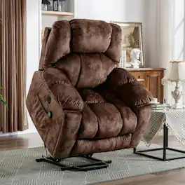 Bestier - 40.6" W Microsuede Power Lift Recliner Chair with Massage and Heating - Brown