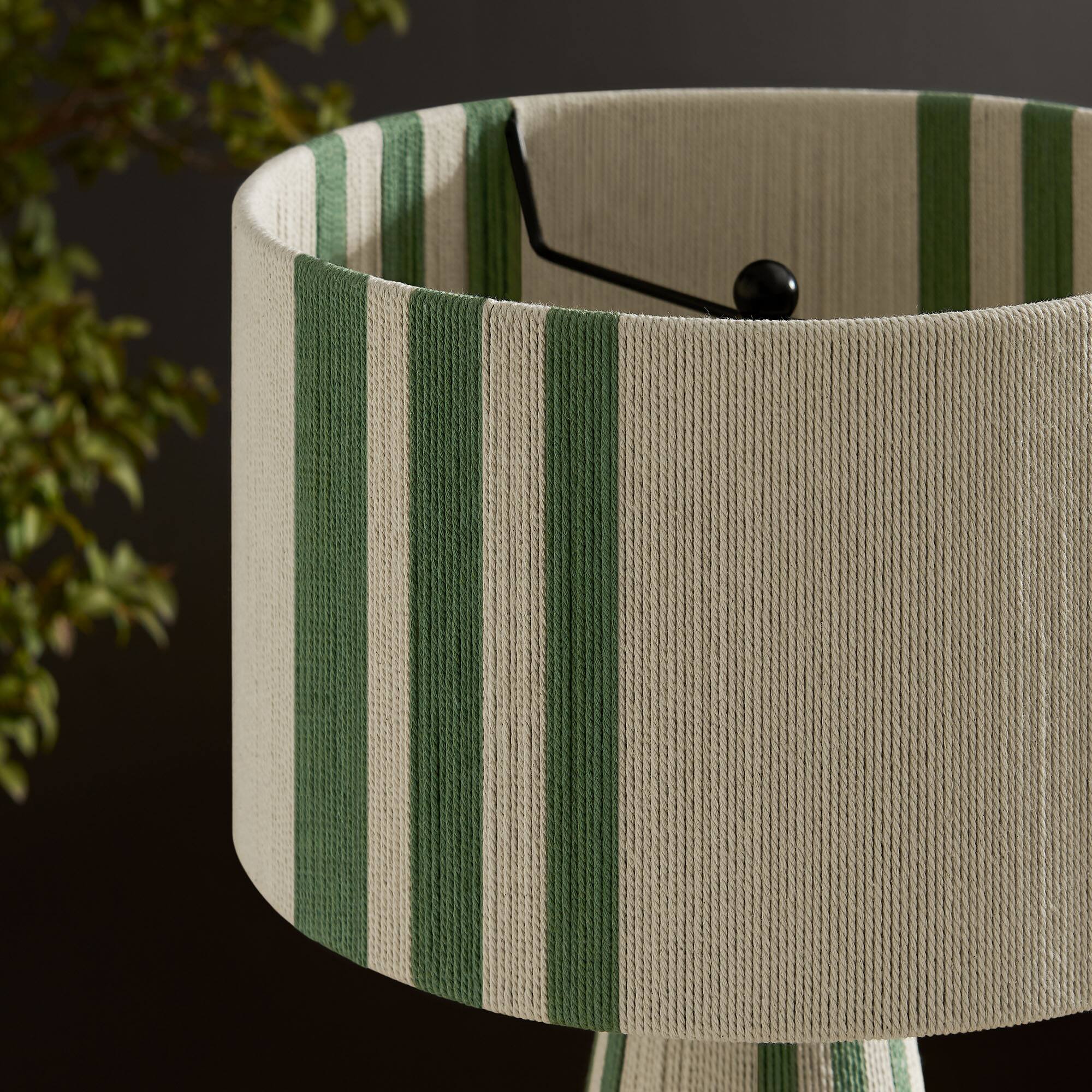 Alt View 2. Modway - Gia Handwoven Cotton Thread Striped or Plain Table Lamp by Modway - Basil Green.