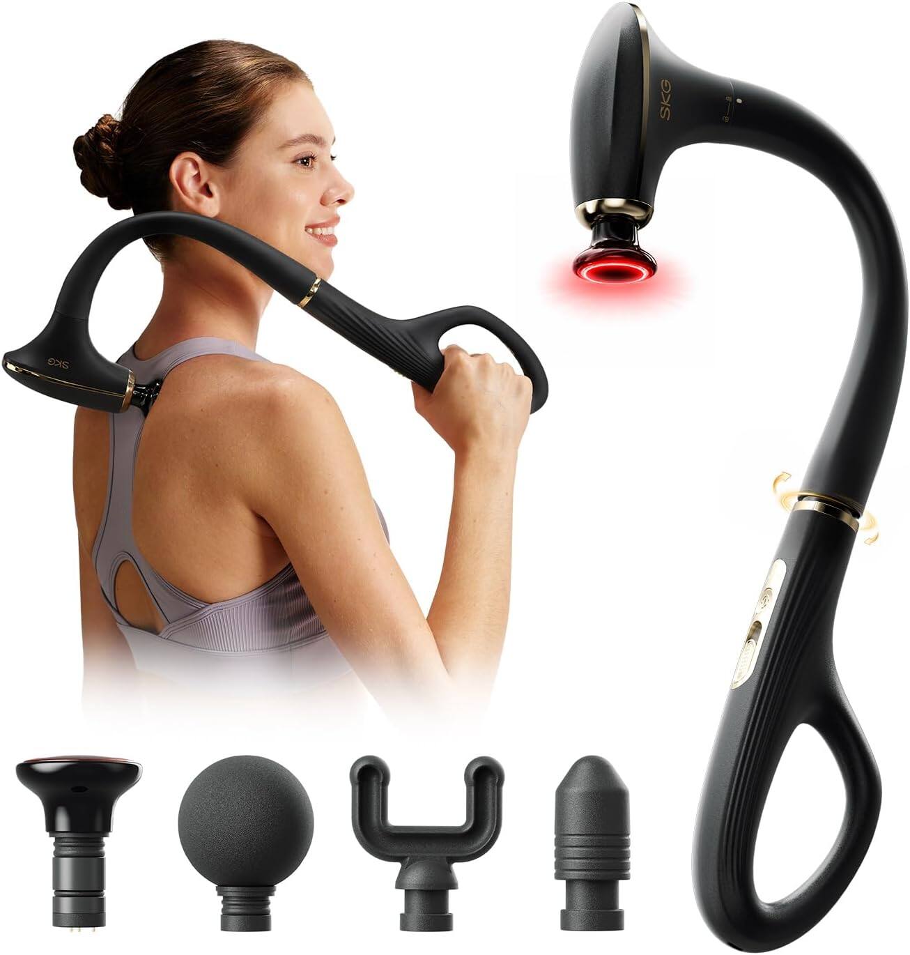 SKG DS300 Heated Massage Gun with Convertible Long Handle Black - Best Buy