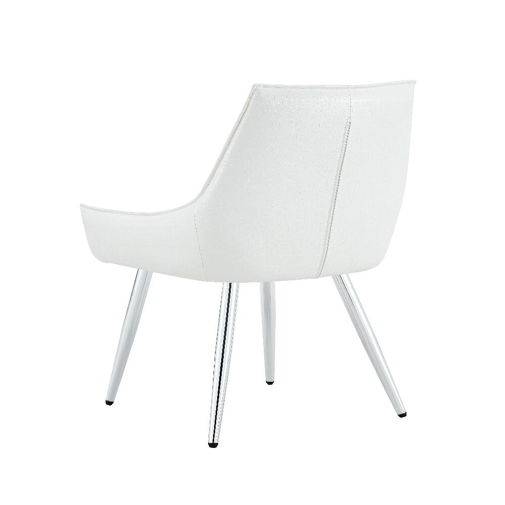 Alt View 6. Loheer - Loheer Crocodile Pattern Accent Chair Set of 2 White PU Leather - White.