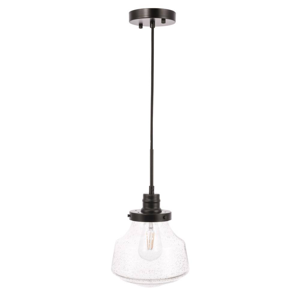 Alt View 8. Living District - Lyle 1 light Black and Clear seeded glass pendant - Black And Clear Seeded Glass.