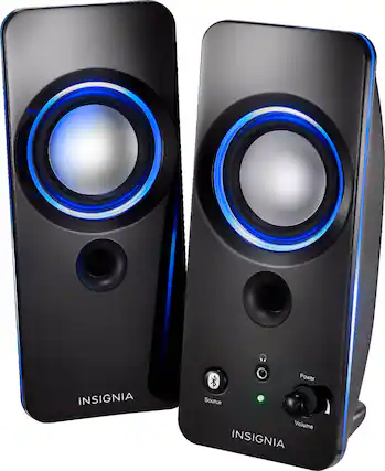 Front. Insignia™ - 2.0 Bluetooth Lighted Speaker System (2pc) - Black.