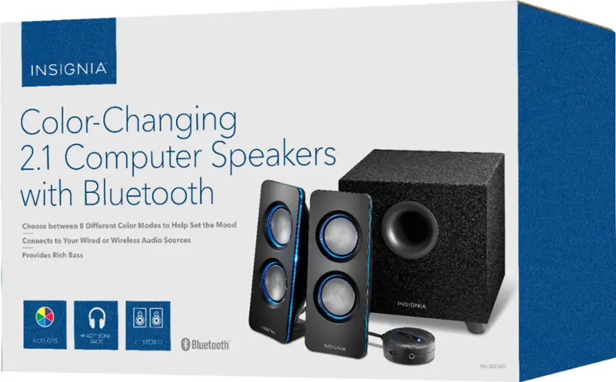 Insignia 2.1 Bluetooth Lighted Speaker System 3 Piece Black