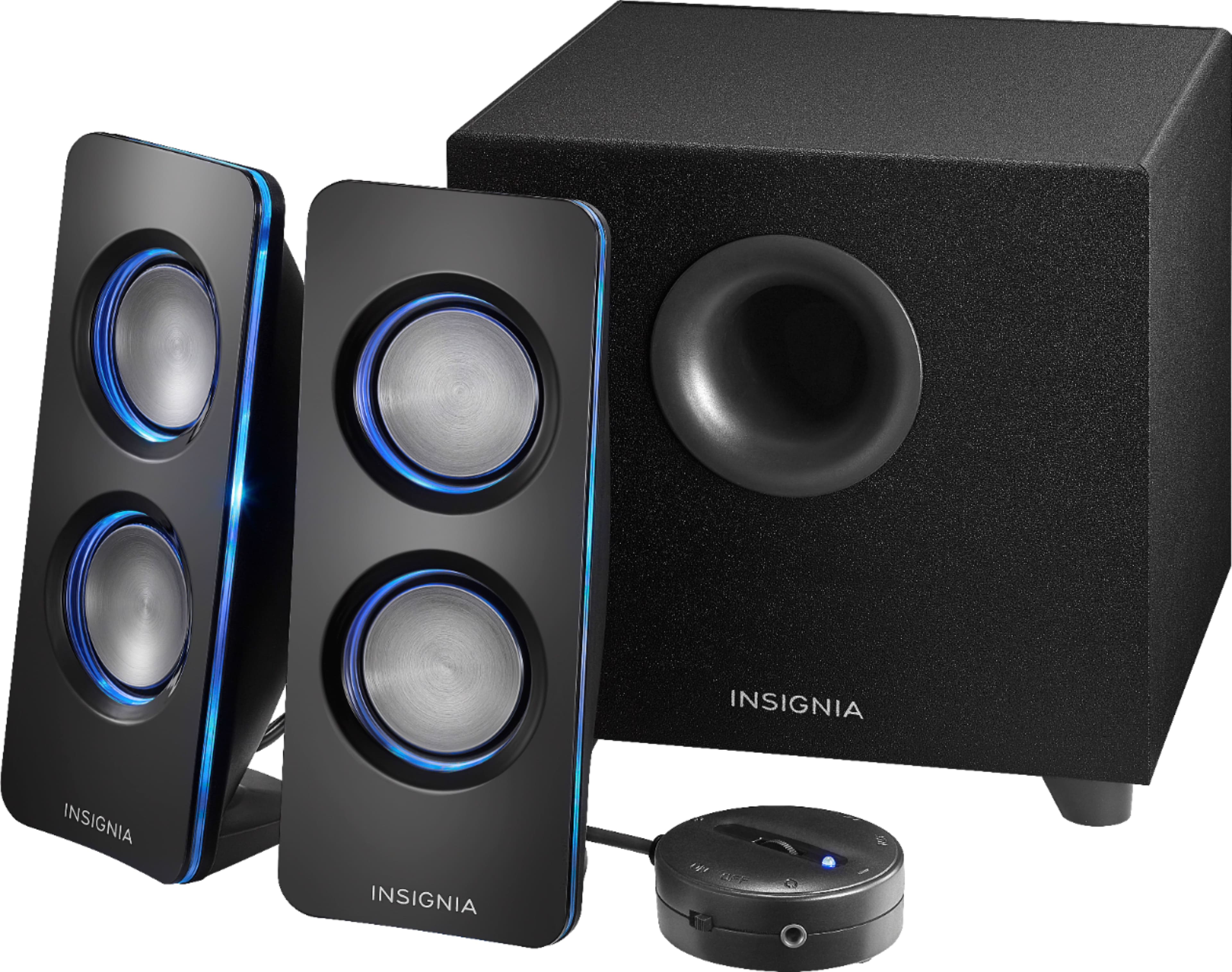 Left. Insignia™ - 2.1 Bluetooth Lighted Speaker System (3-Piece) - Black.