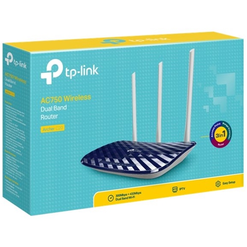 Left View: TP-Link - Archer AC750 Dual-Band Wi-Fi Router - Blue/White