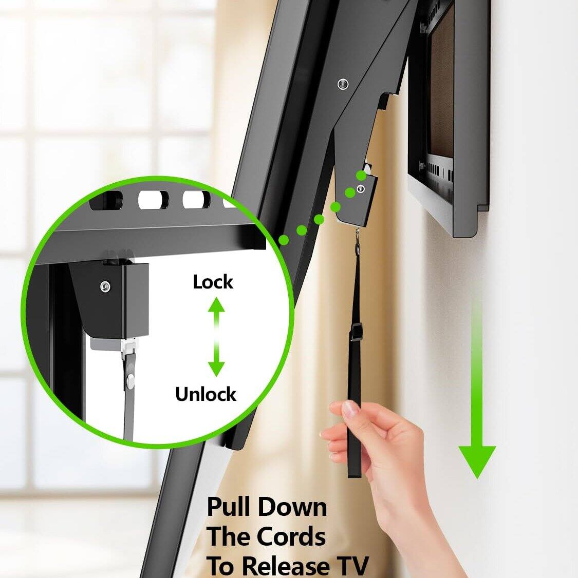Lock Unlock Pull Down The Cords To Release TV
