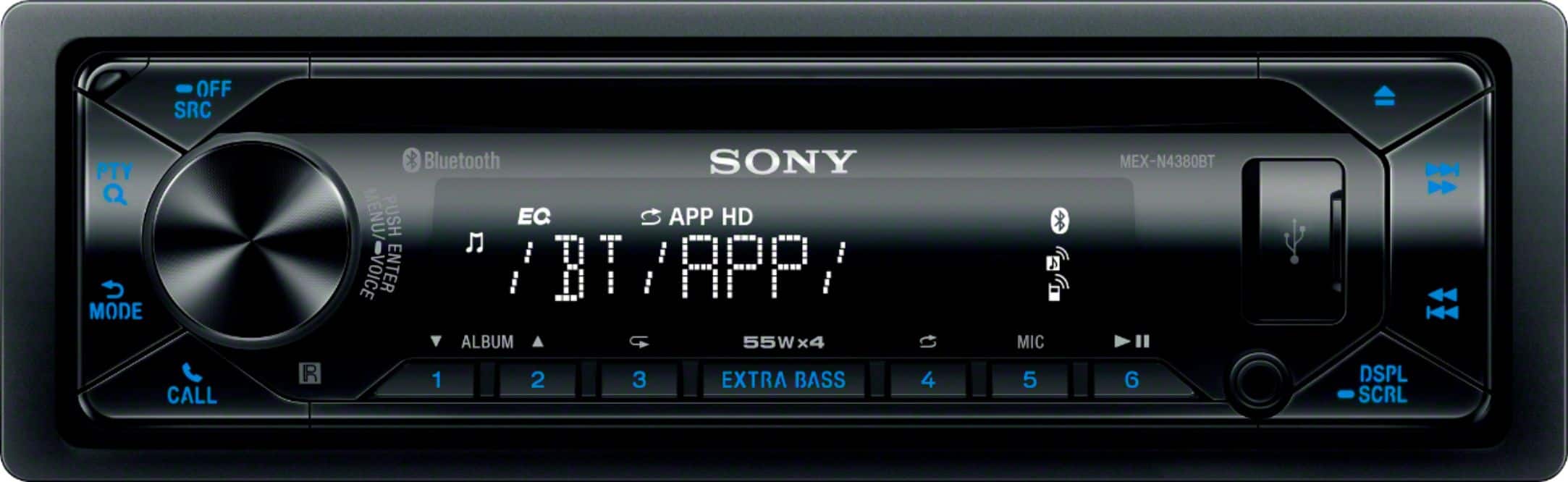 Front. Sony - In-Dash Receiver - Built-in Bluetooth with Detachable Faceplate - Black.