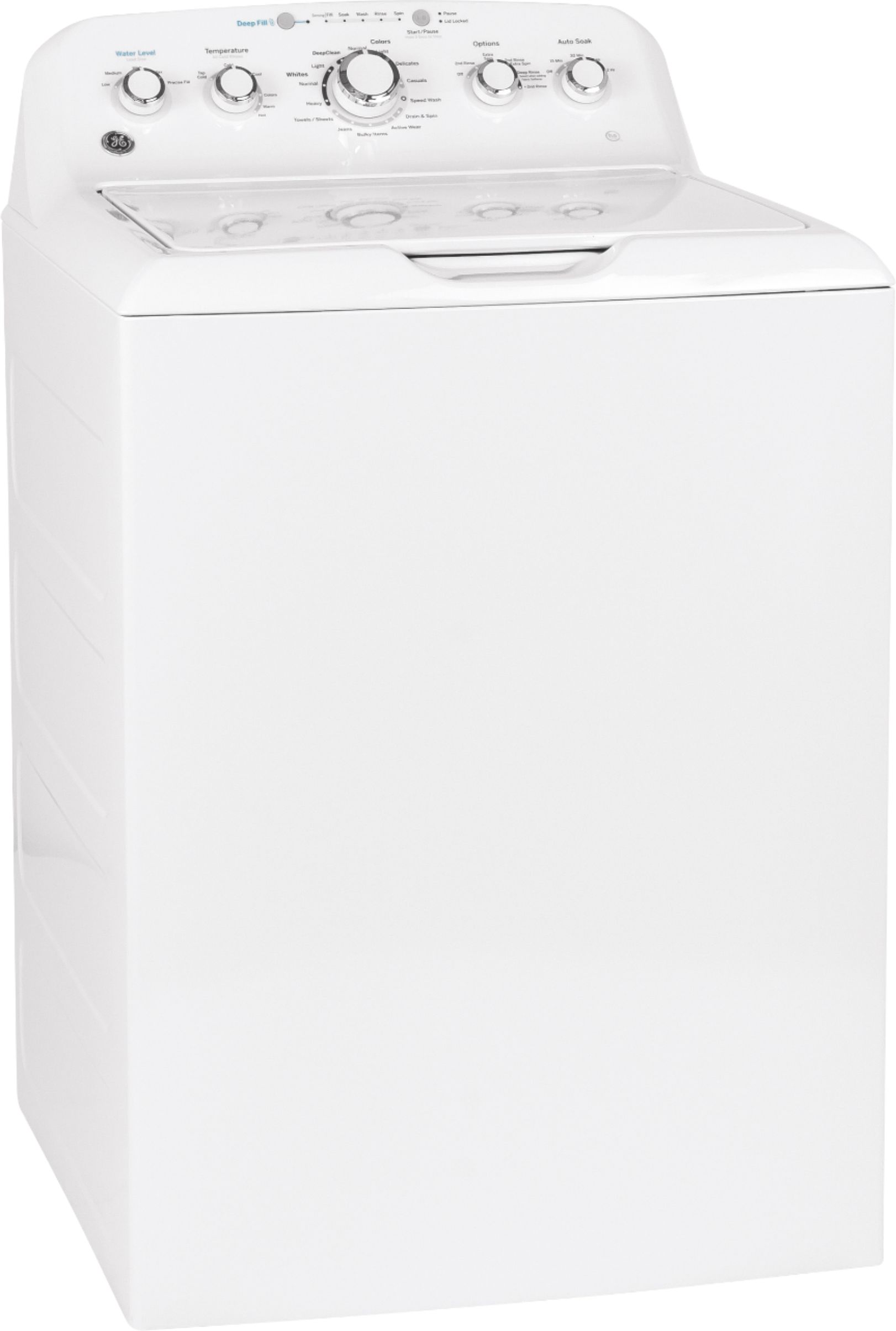 Angle View: GE - 4.5 Cu. Ft. Top Load Washer with Precise Fill - White on White
