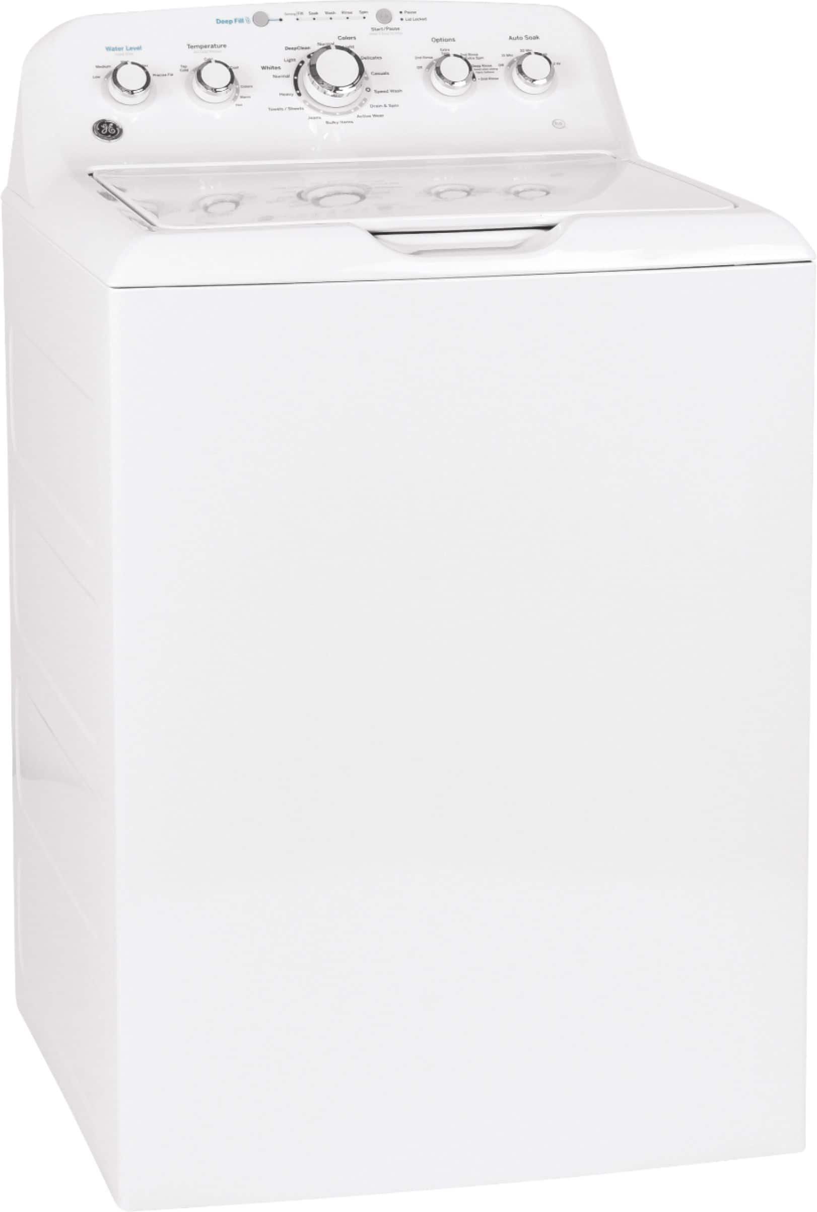 Angle. GE - 4.5 cu ft Top Load Washer with Precise Fill, Deep Fill, Deep Clean and Deep Rinse - White.