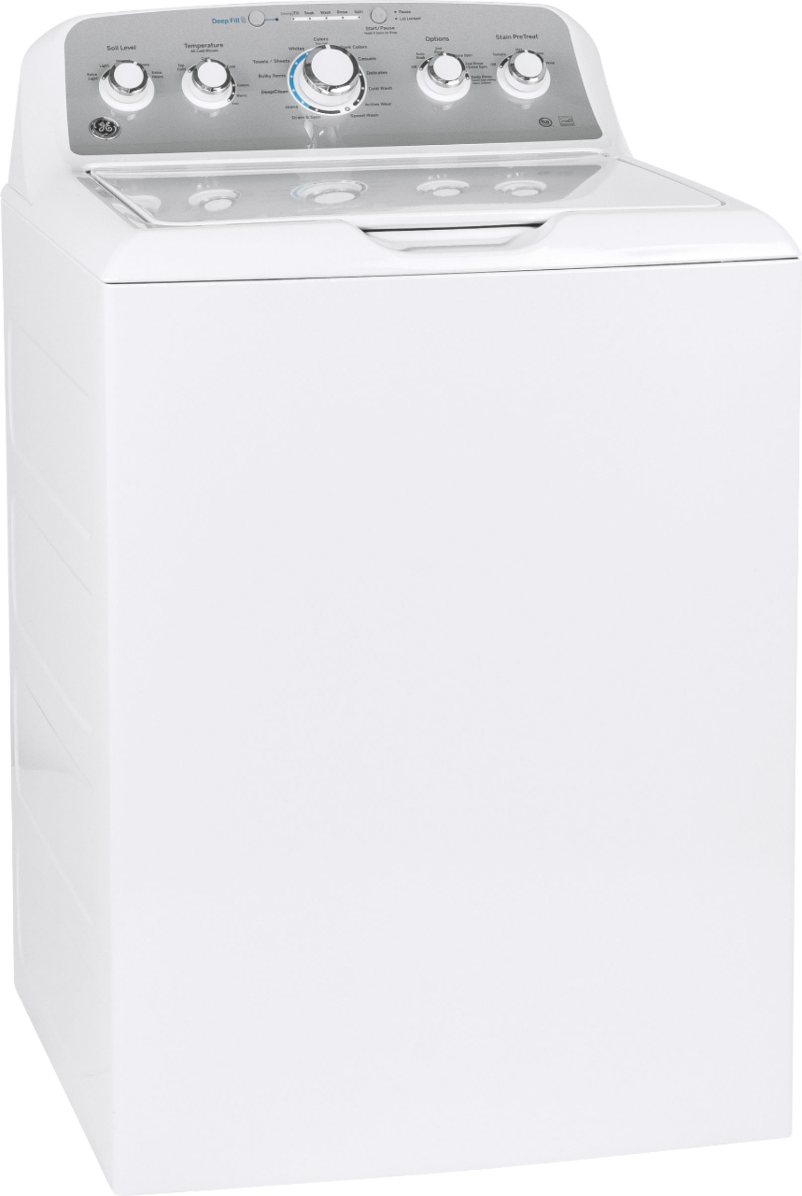 Angle View: GE - 4.6 Cu. Ft.  Top Load Washer - White on White/Silver
