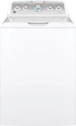 Front. GE - 4.6 Cu. Ft. Top Load Washer - White on White/Silver.