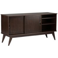 Simpli Home - Draper Mid Century TV Cabinet for Most TVs Up to 66" - Medium Auburn Brown - Front_Zoom
