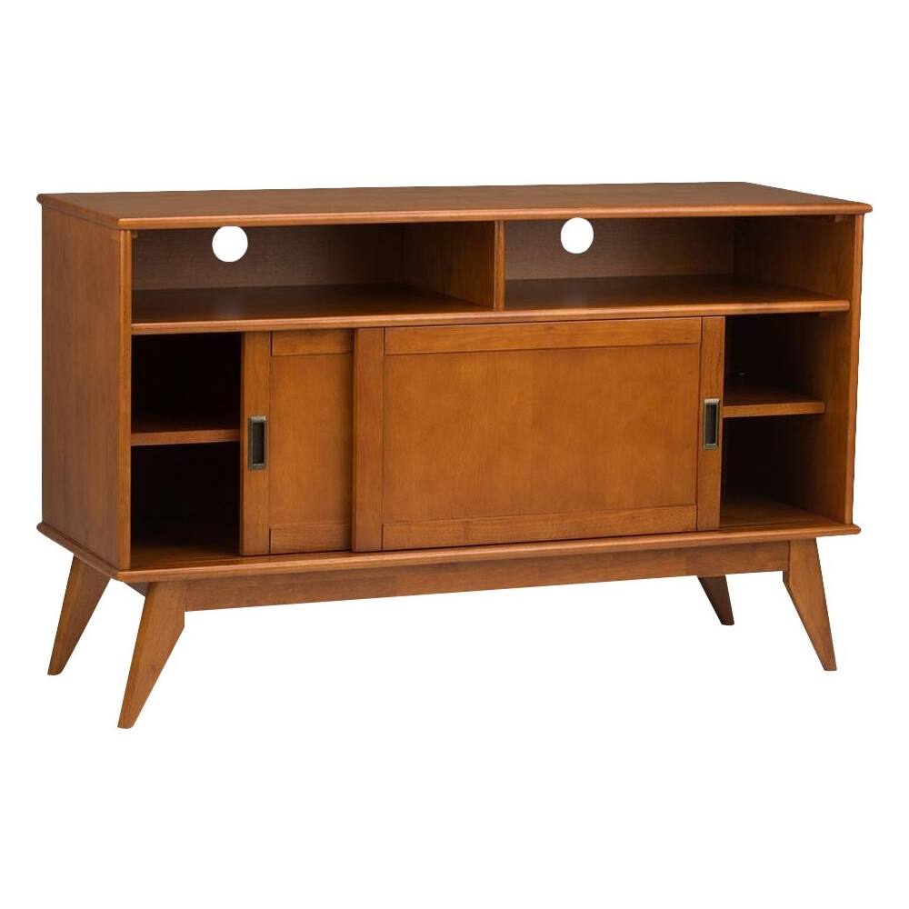 Alt View 11. Simpli Home - Draper Mid Century TV Cabinet for Most TVs Up to 60" - Teak Brown.