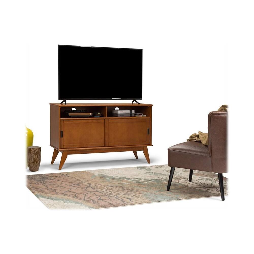 Alt View 16. Simpli Home - Draper Mid Century TV Cabinet for Most TVs Up to 60" - Teak Brown.