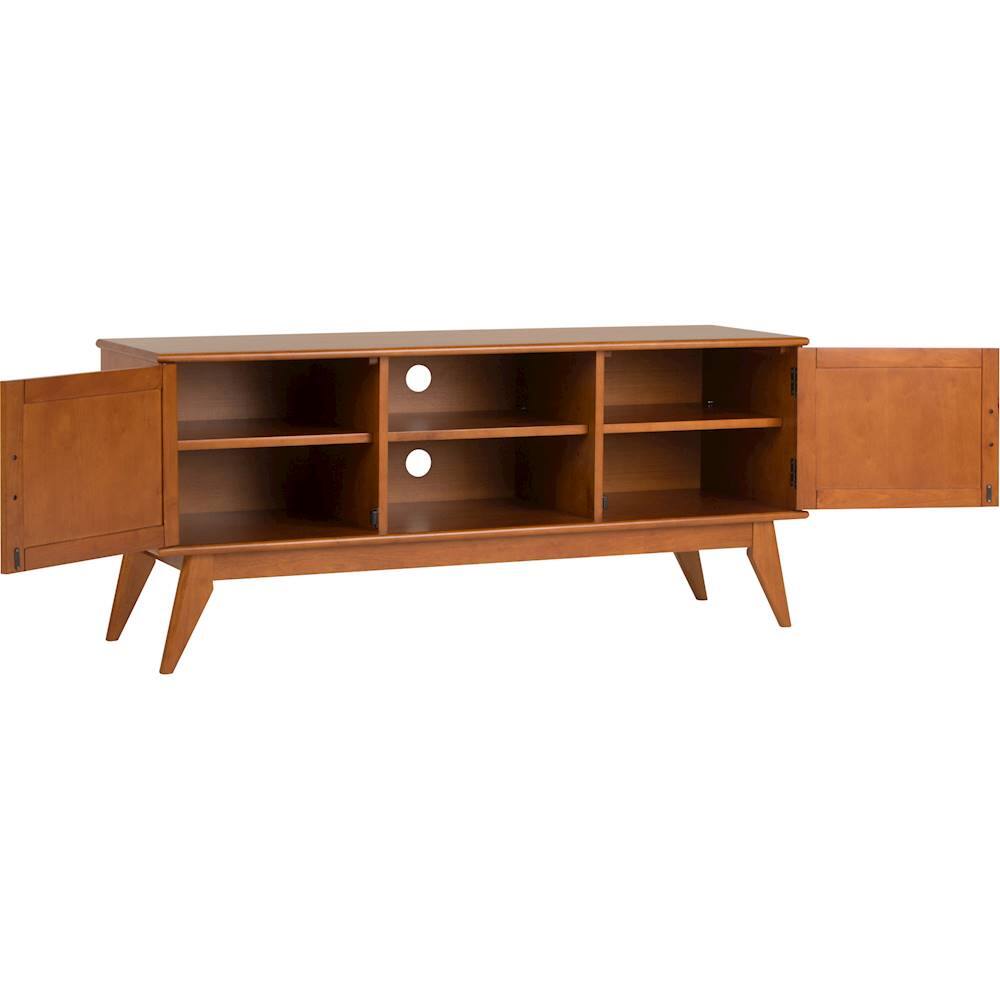 Alt View 12. Simpli Home - Draper Mid Century TV Cabinet for Most TVs Up to 66" - Teak Brown.