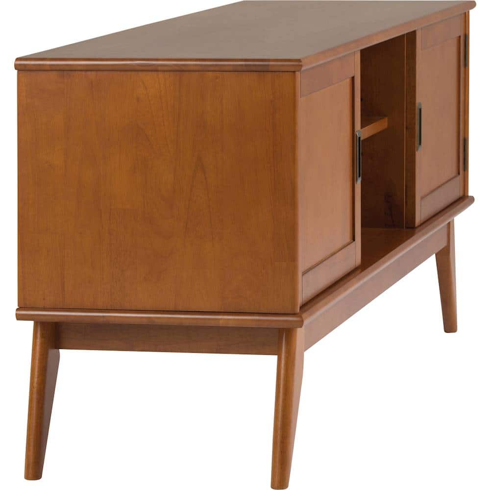 Alt View 15. Simpli Home - Draper Mid Century TV Cabinet for Most TVs Up to 66" - Teak Brown.