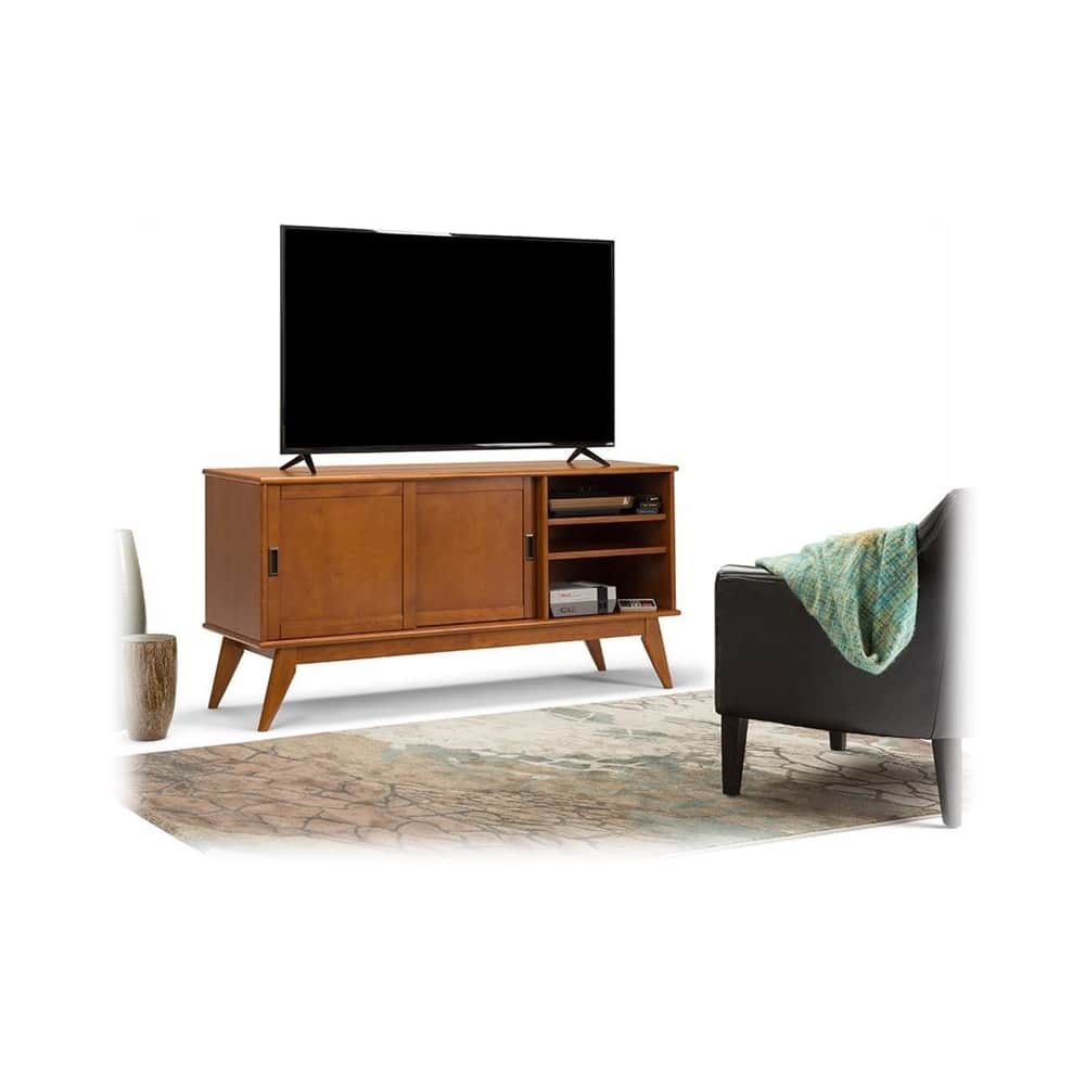Simpli Home Draper Mid Century TV for Most TVs Up to 66" Teak