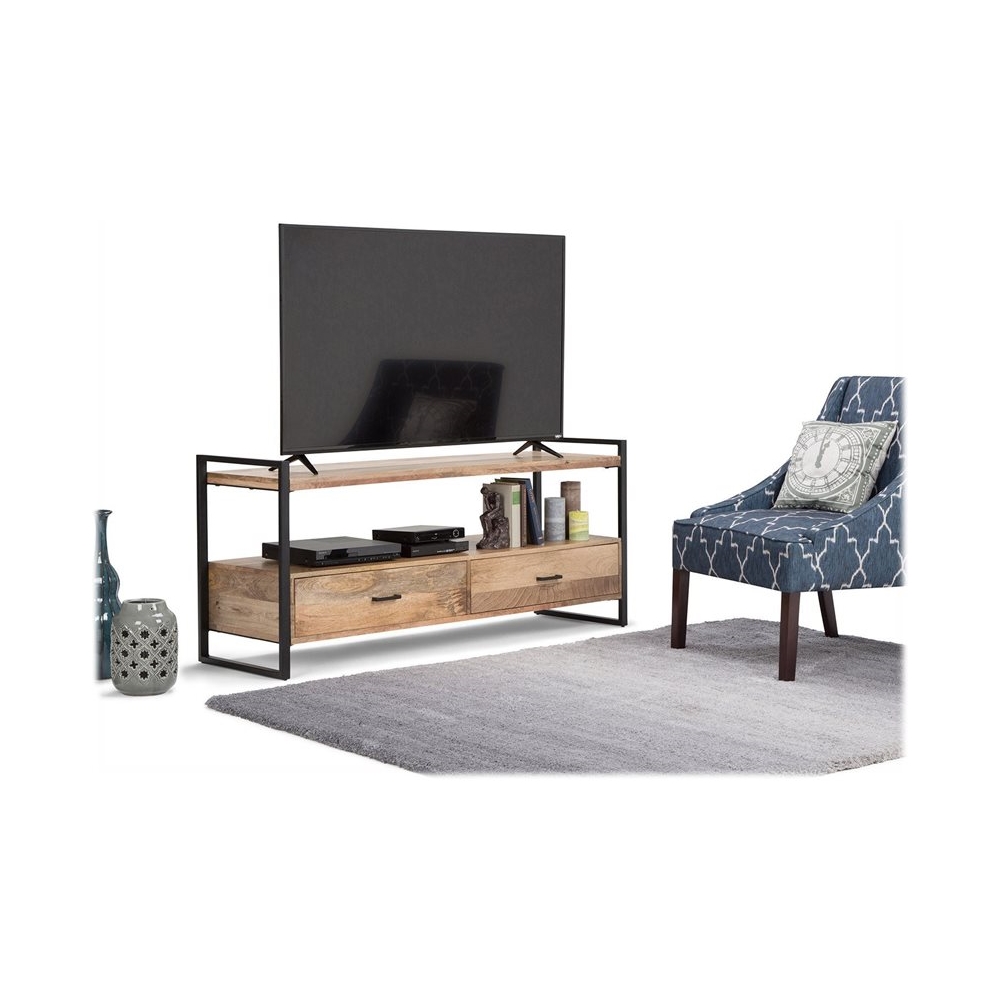 Left View: Simpli Home - Riverside TV Cabinet for Most TVs Up to 55" - Natural Brown