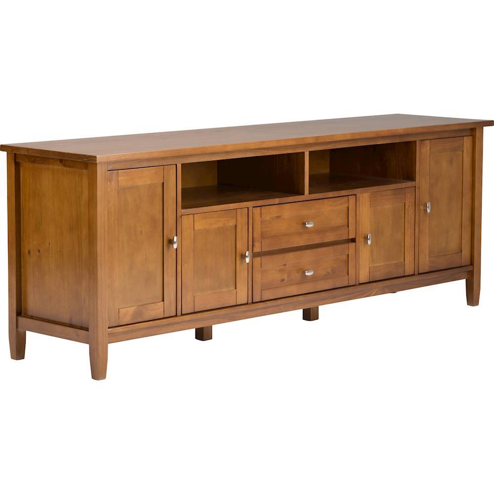 Angle. Simpli Home - Warm Shaker TV Cabinet for Most TVs Up to 80" - Honey Brown.