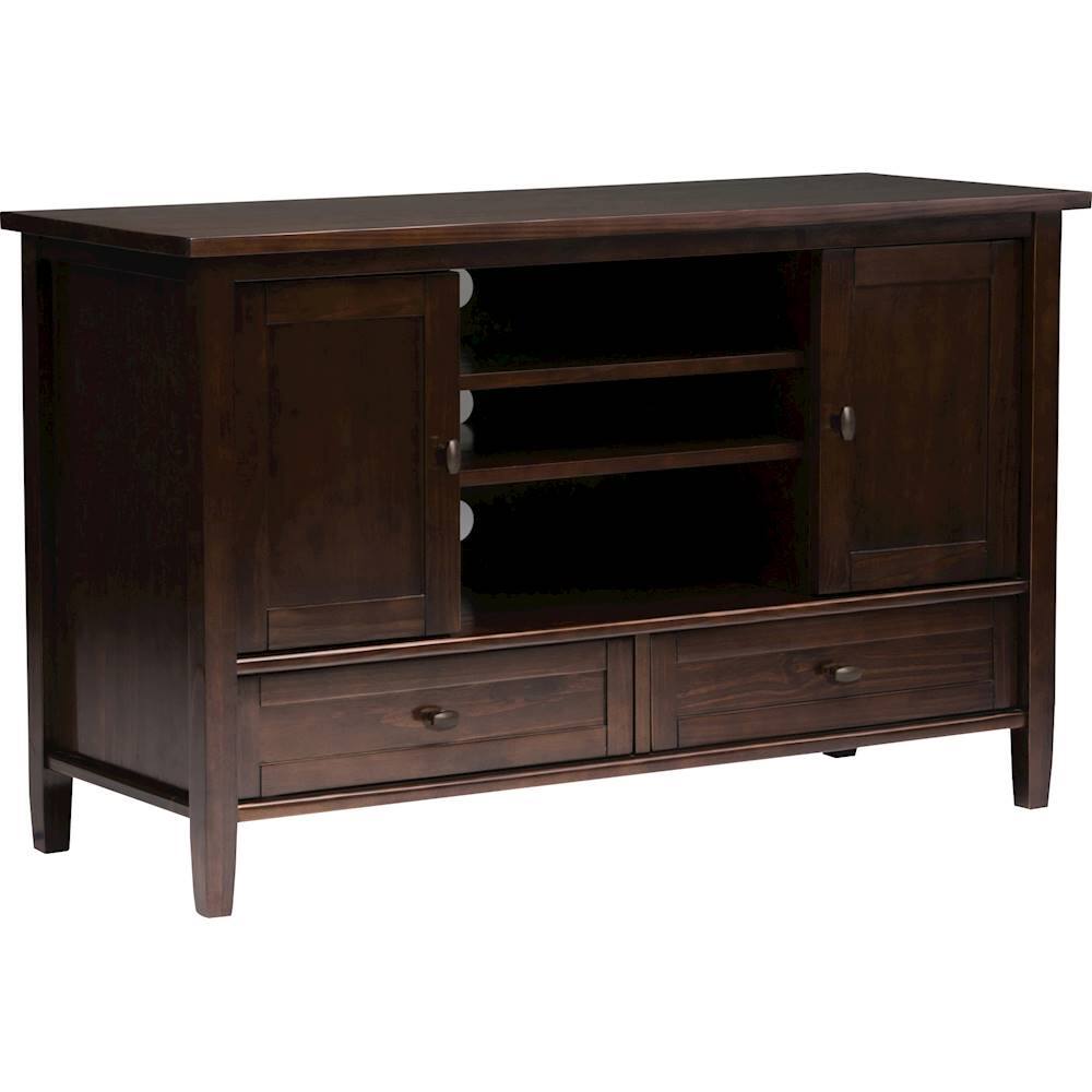 Angle. Simpli Home - Warm Shaker Solid Wood 47 inch Wide Transitional TV Media Stand For TVs up to 50 inches - Tobacco Brown.
