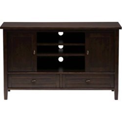 Simpli Home - Warm Shaker Solid Wood 47 inch Wide Transitional TV Media Stand For TVs up to 50 inches - Tobacco Brown - Front_Zoom