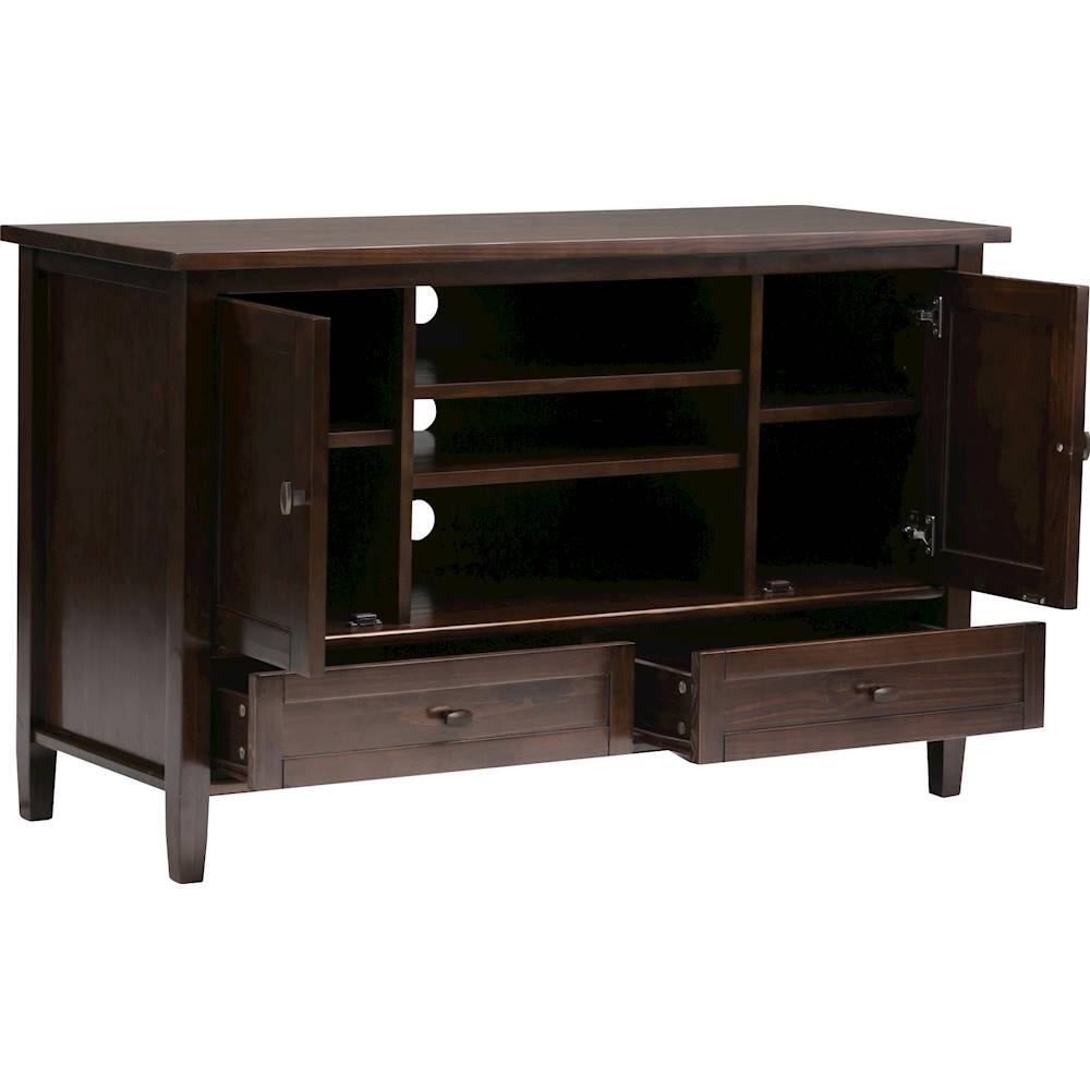 Alt View 11. Simpli Home - Warm Shaker Solid Wood 47 inch Wide Transitional TV Media Stand For TVs up to 50 inches - Tobacco Brown.