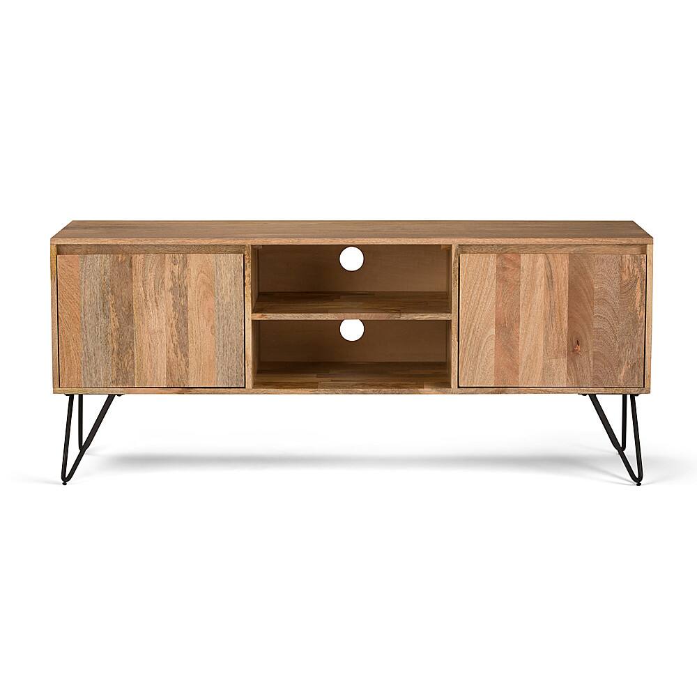 Angle. Simpli Home - Hunter Solid Mango Wood 60 inch Wide Industrial TV Media Stand For TVs up to 65 inches - Natural.