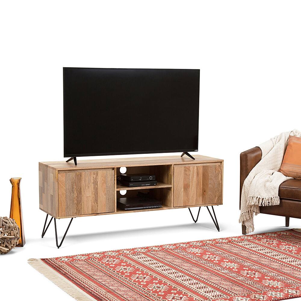 Alt View 17. Simpli Home - Hunter Solid Mango Wood 60 inch Wide Industrial TV Media Stand For TVs up to 65 inches - Natural.