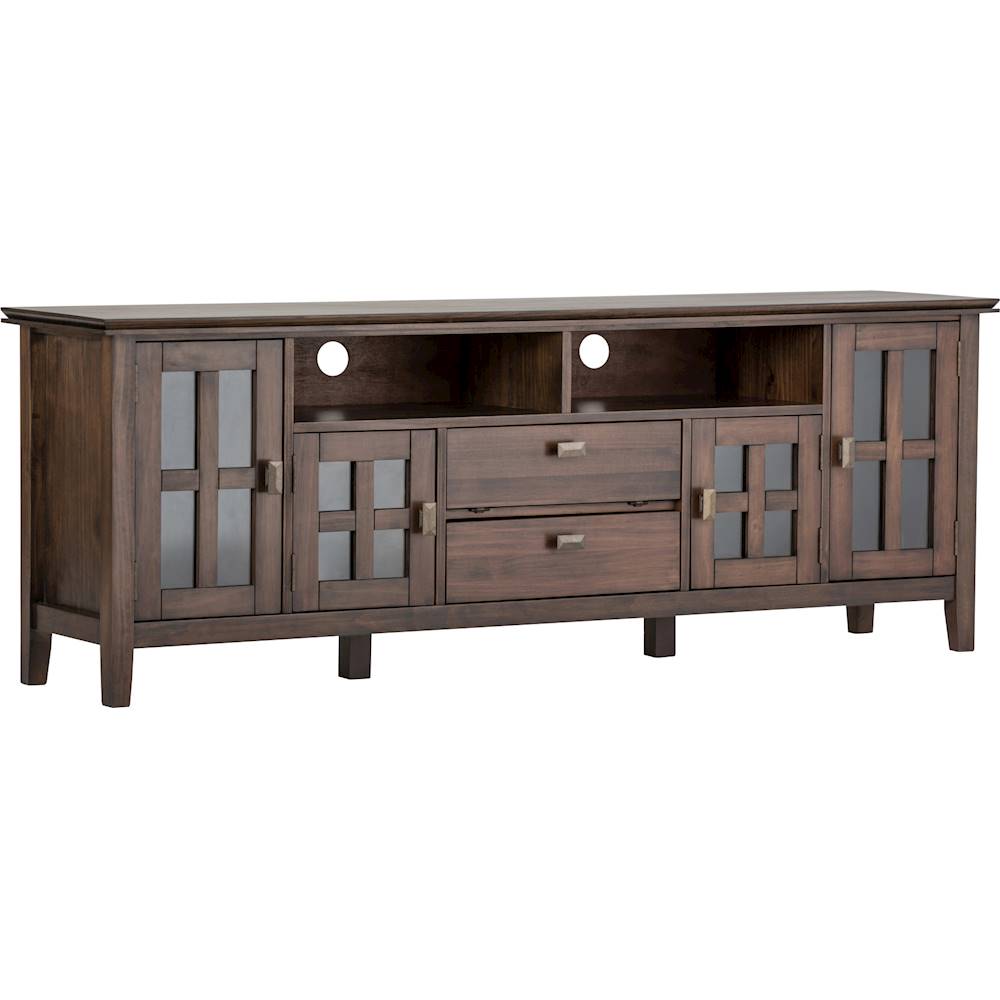 Angle View: Simpli Home - Artisan SOLID WOOD 72 inch Wide Transitional TV Media Stand in Natural Aged Brown For TVs up to 80 inches - Natural Aged Brown