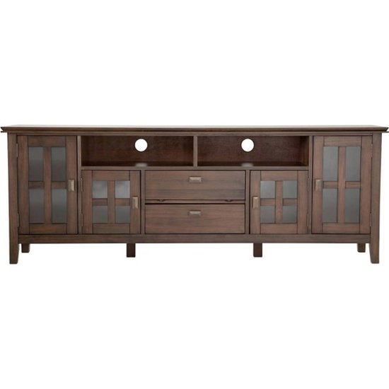 simpli home - artisan tv cabinet for most tvs up to 80" - natural aged brown