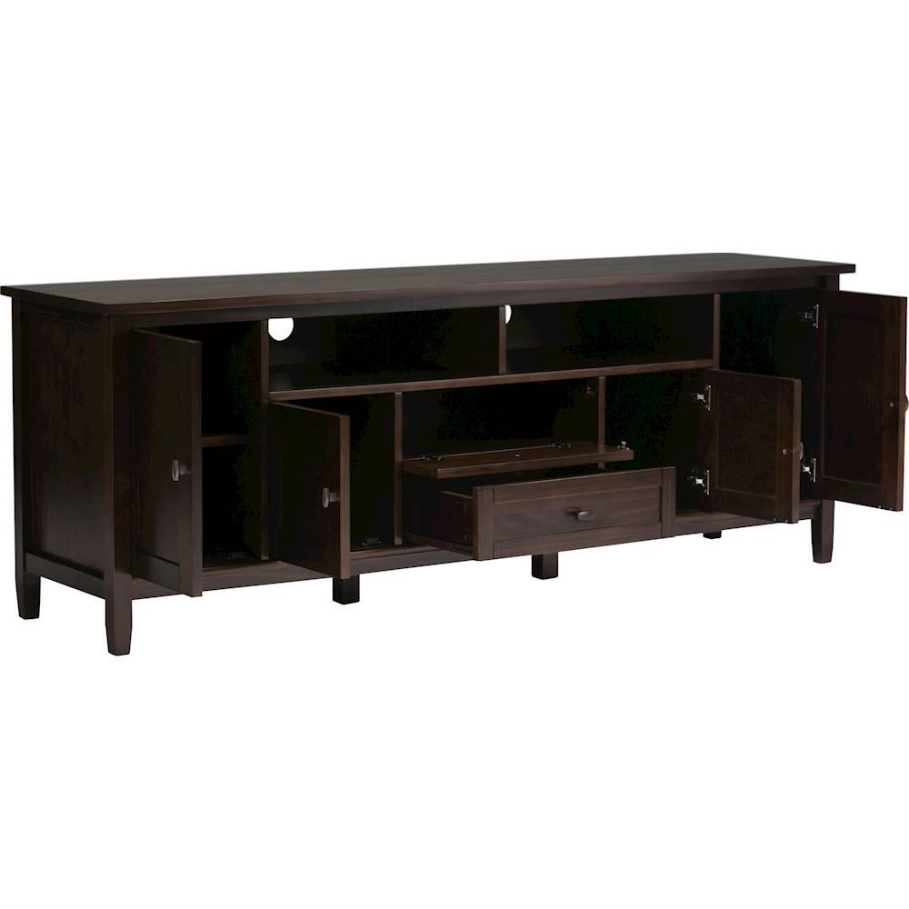Alt View 11. Simpli Home - Warm Shaker Solid Wood 72 inch Wide Transitional TV Media Stand For TVs up to 80 inches - Tobacco Brown.