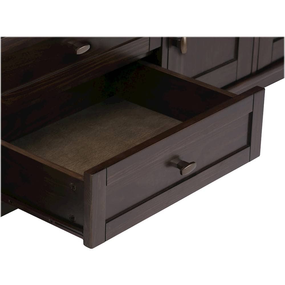 Alt View 12. Simpli Home - Warm Shaker Solid Wood 72 inch Wide Transitional TV Media Stand For TVs up to 80 inches - Tobacco Brown.