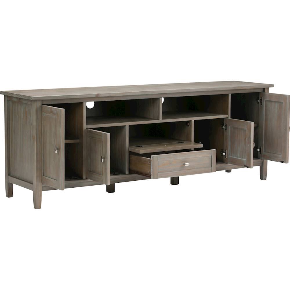 Alt View 11. Simpli Home - Warm Shaker SOLID WOOD 72 inch Wide Transitional TV Media Stand in Distressed Grey For TVs up to 80 inches - Distressed Gray.