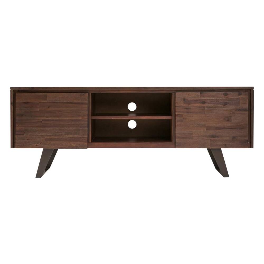 Front. Simpli Home - Lowry TV Cabinet for Most TVs Up to 70" - Distressed Charcoal Brown.