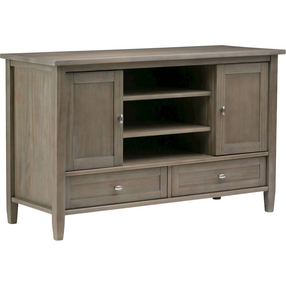 Angle. Simpli Home - Warm Shaker SOLID WOOD 47 inch Wide Transitional TV Media Stand in Distressed Grey For TVs up to 50 inches - Distressed Gray.