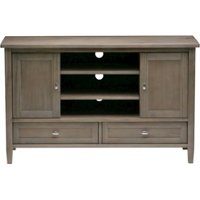 Simpli Home - Warm Shaker SOLID WOOD 47 inch Wide Transitional TV Media Stand in Distressed Grey For TVs up to 50 inches - Distressed Gray - Front_Zoom