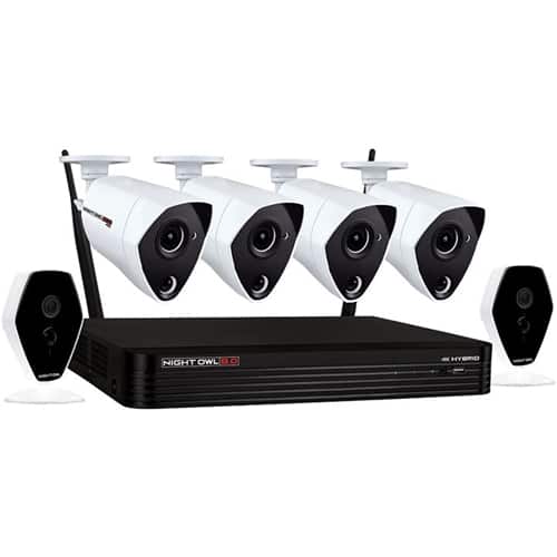 Night Owl - 6-Channel, 6-Camera Indoor/Outdoor Wireless/Wired 1TB DVR Surveillance System - Black/White-Front_Standard