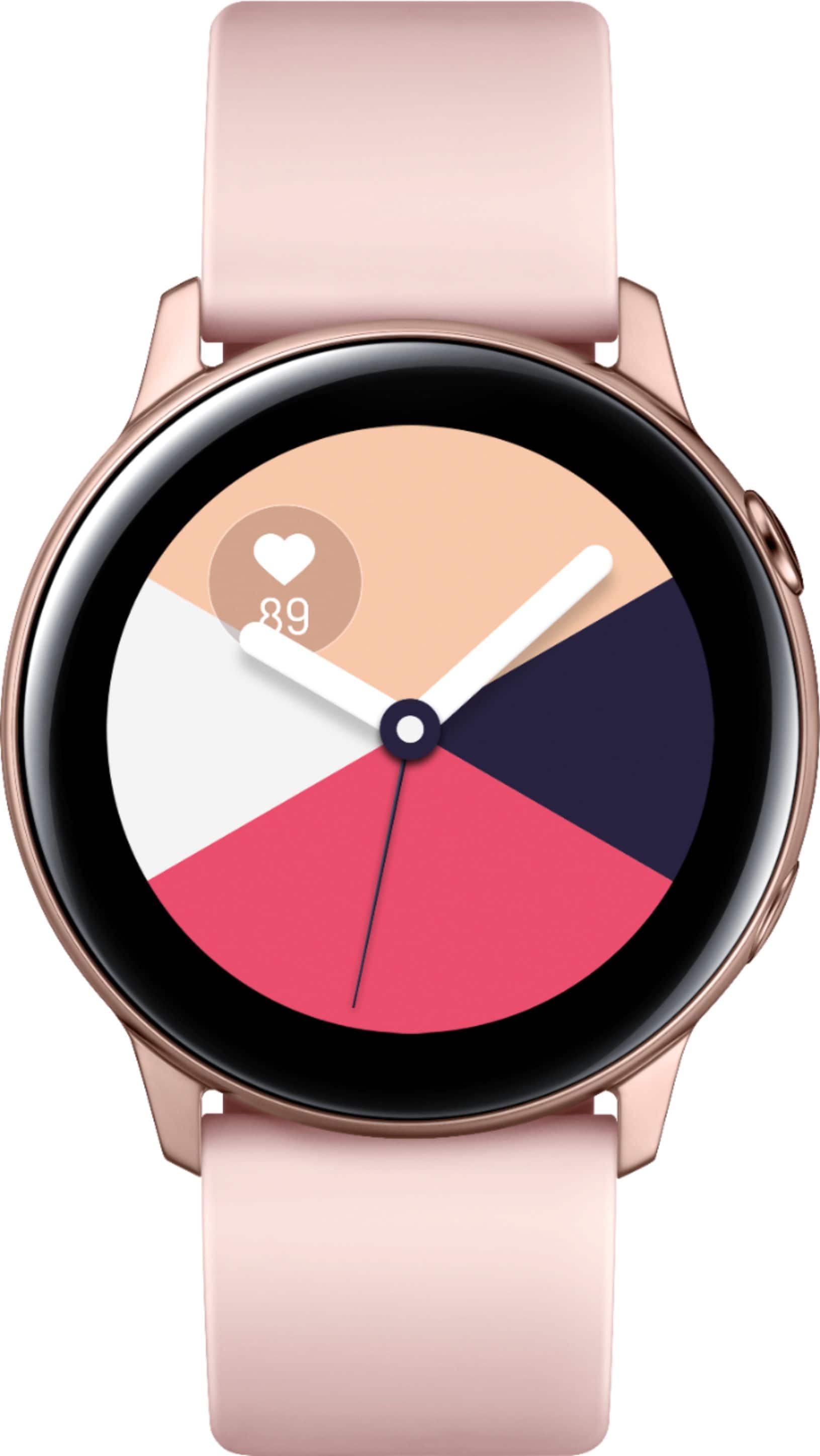 Front. Samsung - Galaxy Watch Active Smartwatch 40mm Aluminum - Rose Gold.