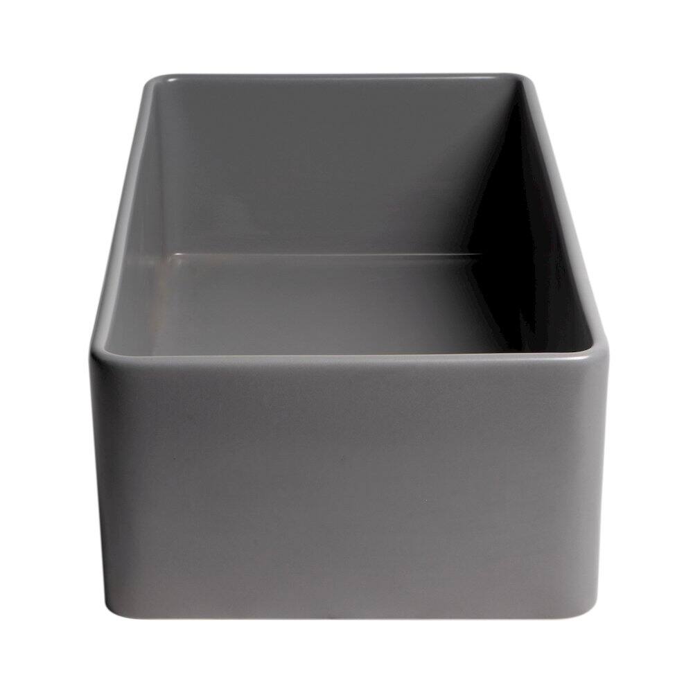 Alt View 1. Alfi - Gray Matte Smooth Apron 36" x 18" Single Bowl Fireclay Farm Sink - Gray.