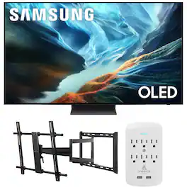 Samsung - QN77S90HAE OLED Smart TV with a Walts Large/XL Full Motion Mount and Amber 6-OUTLET-SURGE Surge Protector (2026)