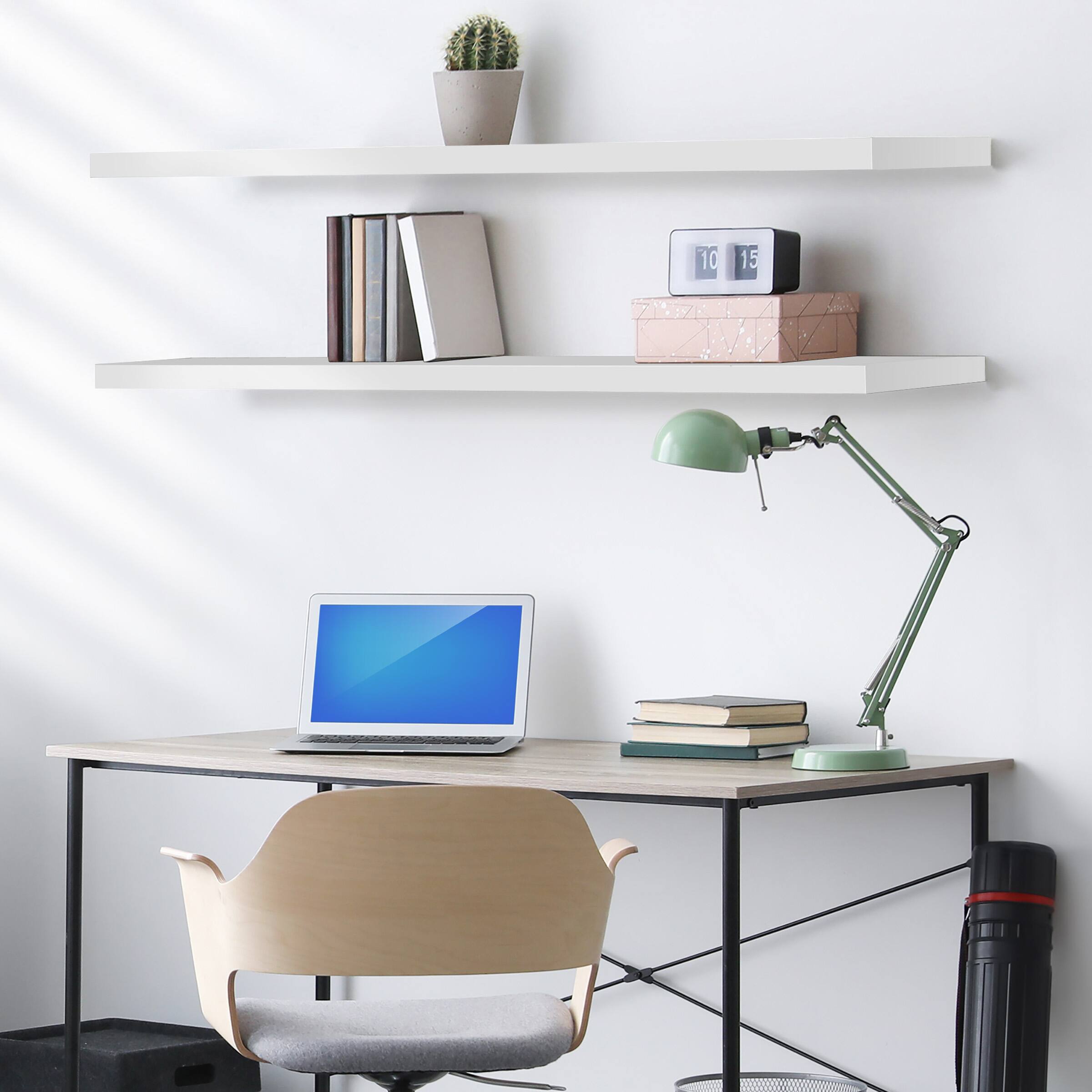 Alt View 4. Sorbus - Sorbus Floating Shelves for Wall - 55 Inch Extra-Long Bathroom Shelves, Floating Shelf with Hidden Brackets (2 Pack) - White.