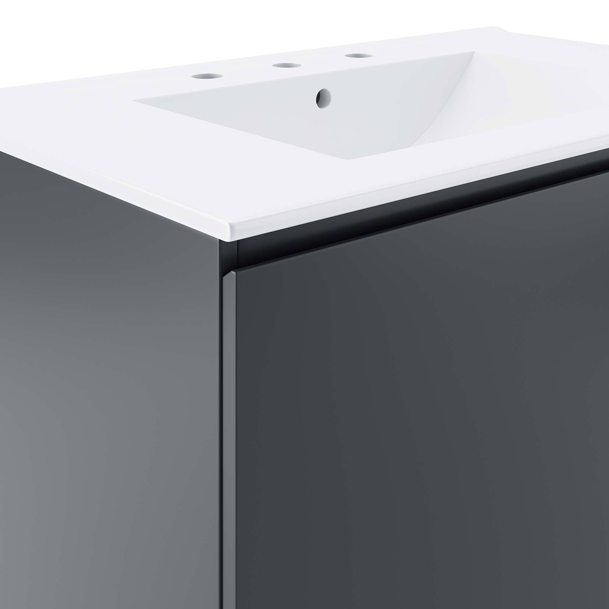 Alt View 5. Modway - Bryn Wall-Mount Bathroom Vanity Basin Included - Gray White.