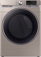 Samsung - 7.5 Cu. Ft. Stackable Smart Electric Dryer with Steam and Sensor Dry - Champagne - Front_Zoom