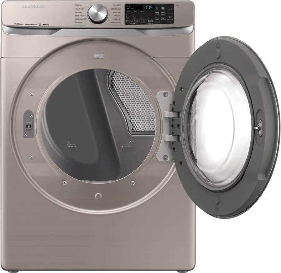 Alt View 3. Samsung - 7.5 Cu. Ft. Stackable Smart Electric Dryer with Steam and Sensor Dry - Champagne.