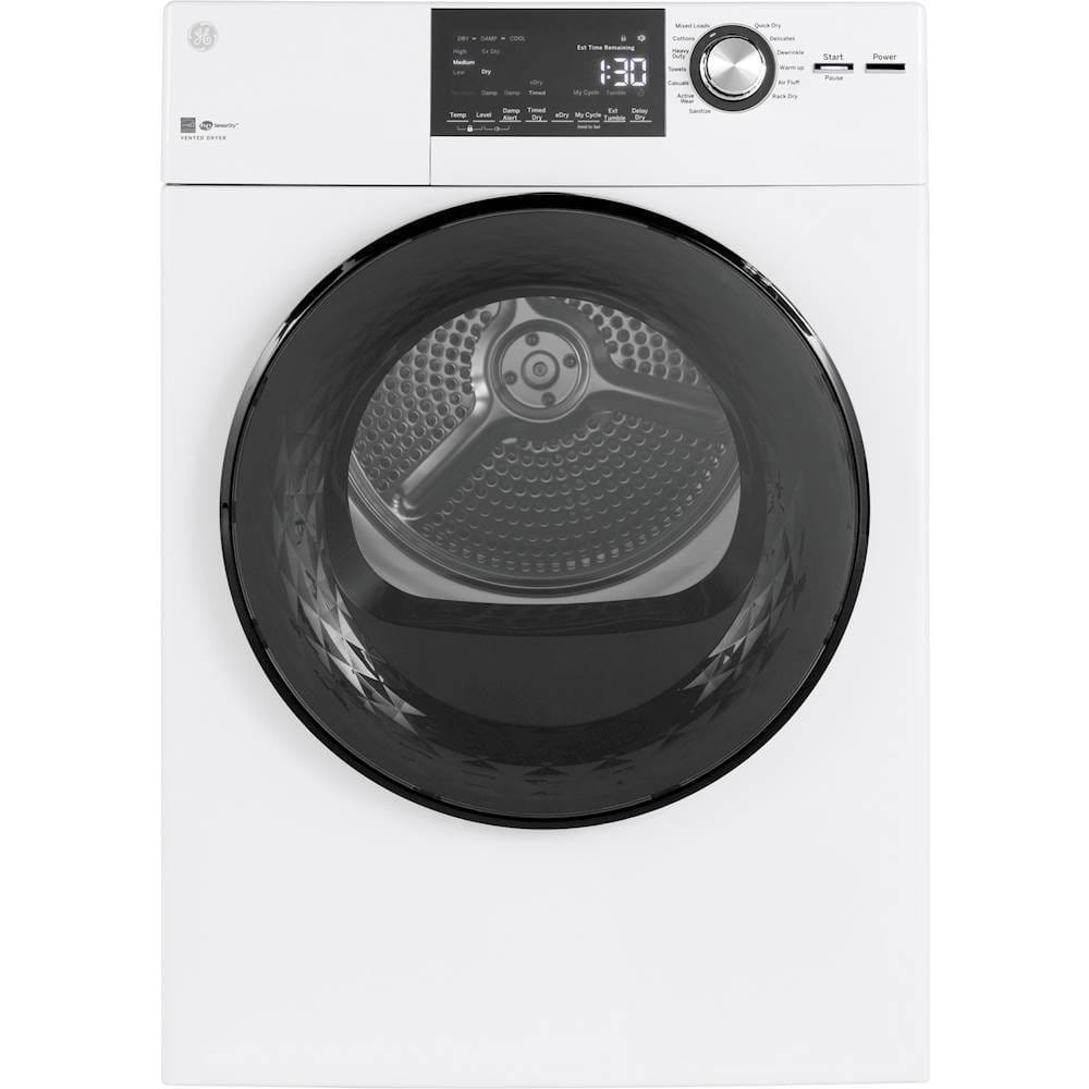 GE - 4.3 Cu. Ft. Stackable 14-Cycle Electric Dryer - White - Front_Zoom