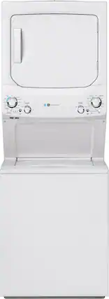 Front. GE - 3.9 Cu. Ft. Top Load Washer and 5.9 Cu.Ft Electric Dryer Laundry Center - White.