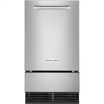 Front. KitchenAid - 18" 29-Lb. Built-In Icemaker - Printshield Stainless.