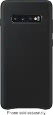 Front. Samsung - Leather Folio Case for Samsung Galaxy S10+ - Black.