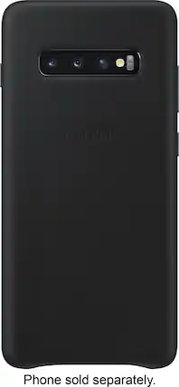 Front. Samsung - Leather Folio Case for Samsung Galaxy S10+ - Black.